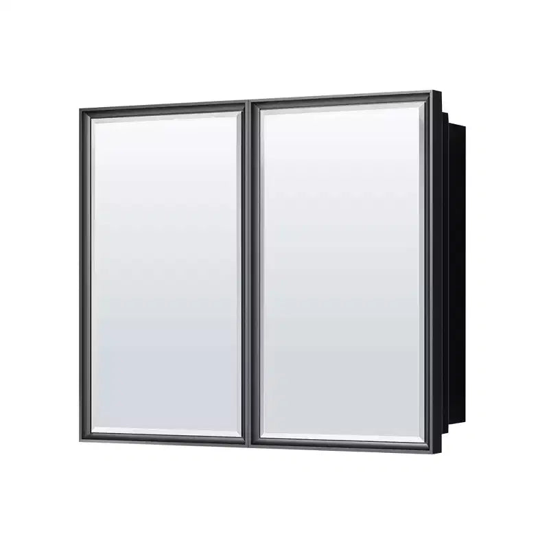 Armoire à pharmacie avec miroir encastrée/en saillie à cadre métallique de 36 po L x 32 po H - Noir