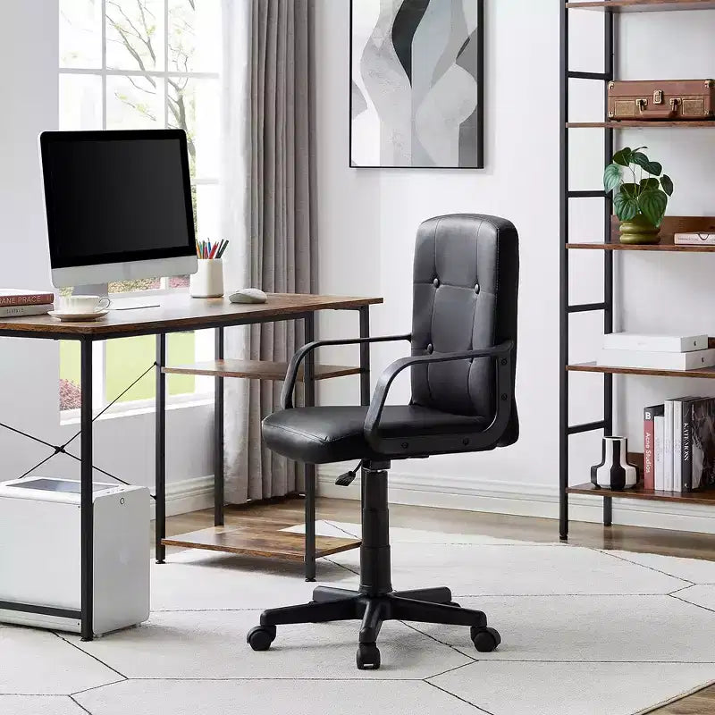 Chaise de bureau à dossier mi-hauteur réglable avec accoudoirs