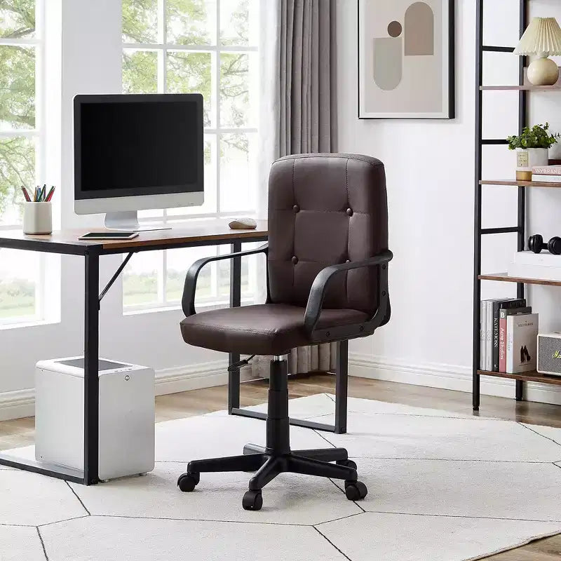 Chaise de bureau à dossier mi-hauteur réglable avec accoudoirs