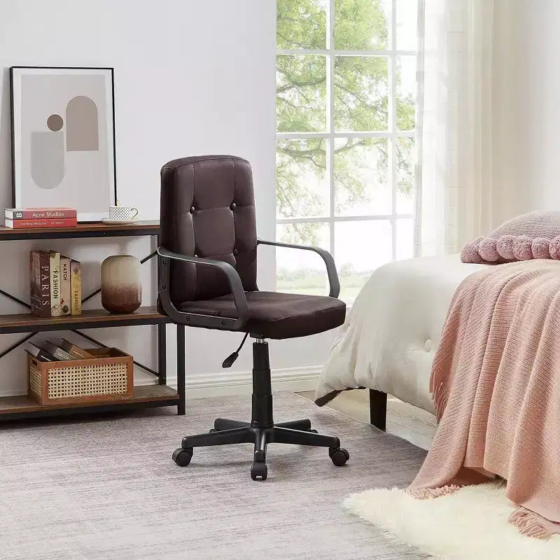 Chaise de bureau à dossier mi-hauteur réglable avec accoudoirs