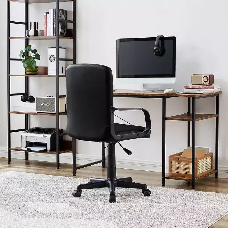 Chaise de bureau à dossier mi-hauteur réglable avec accoudoirs
