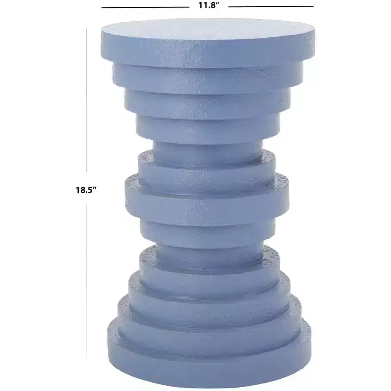 Table d'appoint sculpturale ronde – Design à disques superposés, jaune, MDF