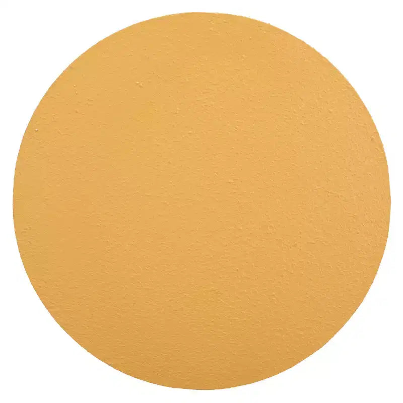 Table d'appoint sculpturale ronde – Design à disques superposés, jaune, MDF