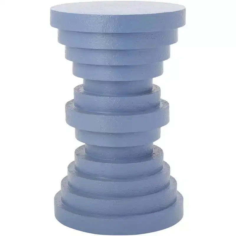 Table d'appoint sculpturale ronde – Design à disques superposés, jaune, MDF