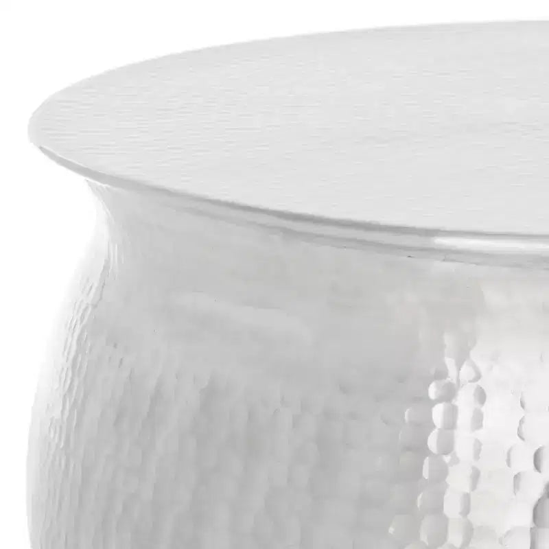Tabouret de table rond en aluminium martelé – Argent, capacité de 125 kg