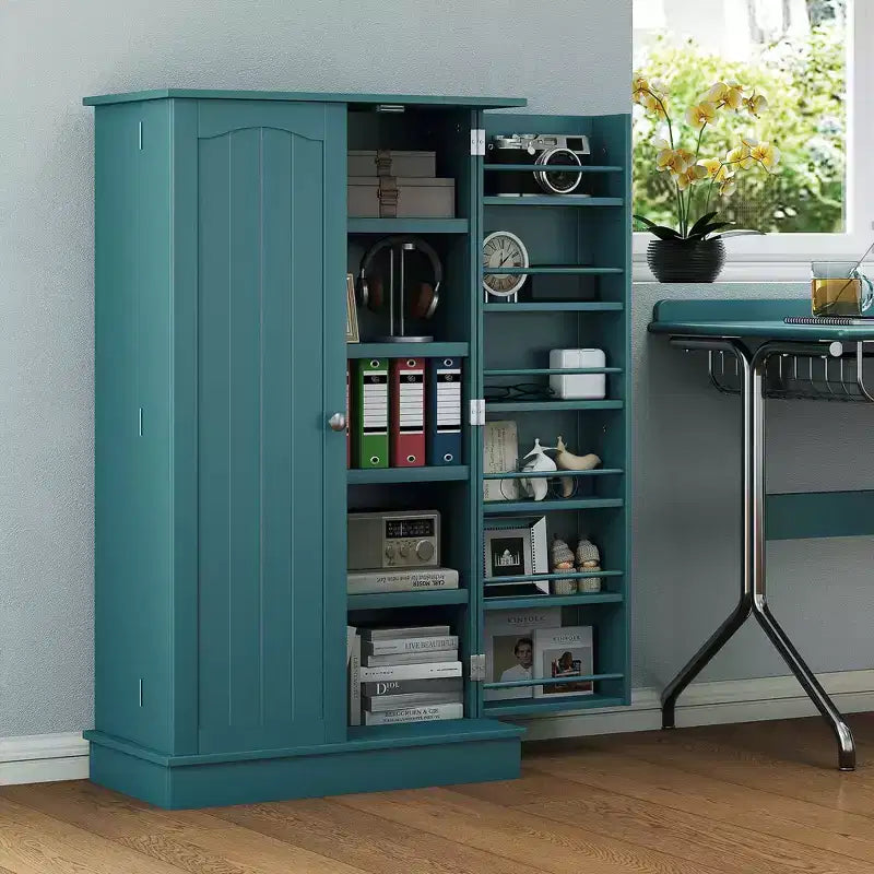 Meuble de rangement de cuisine à 2 portes de 104 cm avec 5 étagères et 12 supports à épices