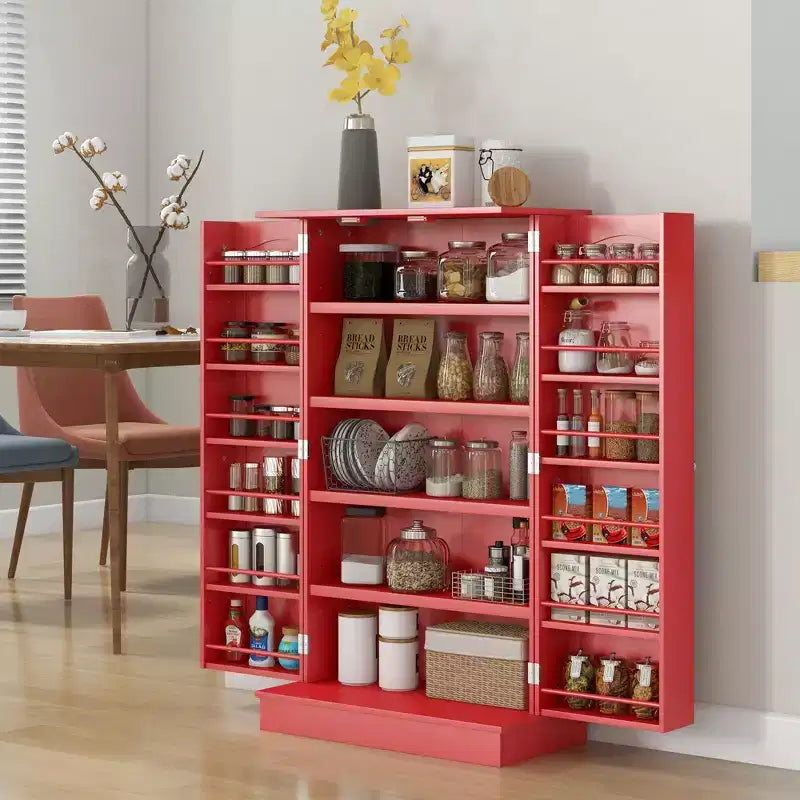 Meuble de rangement de cuisine à 2 portes de 104 cm avec 5 étagères et 12 supports à épices