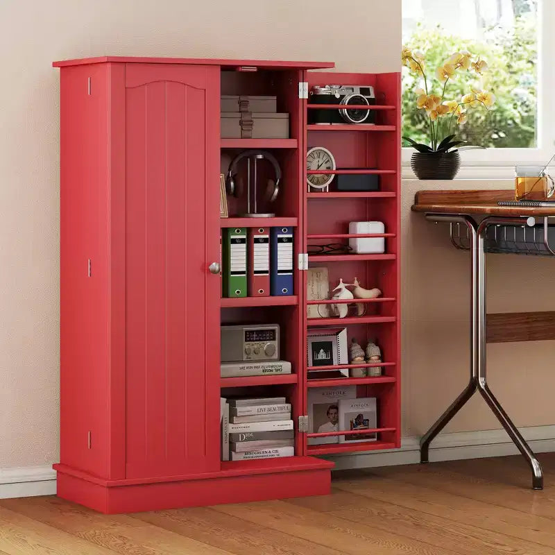 Meuble de rangement de cuisine à 2 portes de 104 cm avec 5 étagères et 12 supports à épices