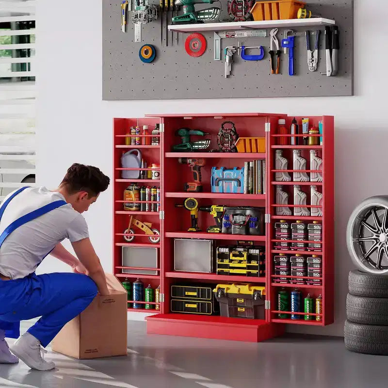 Meuble de rangement de cuisine à 2 portes de 104 cm avec 5 étagères et 12 supports à épices