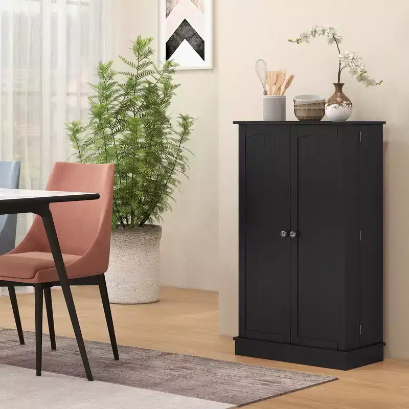 Meuble de rangement de cuisine à 2 portes de 104 cm avec 5 étagères et 12 supports à épices