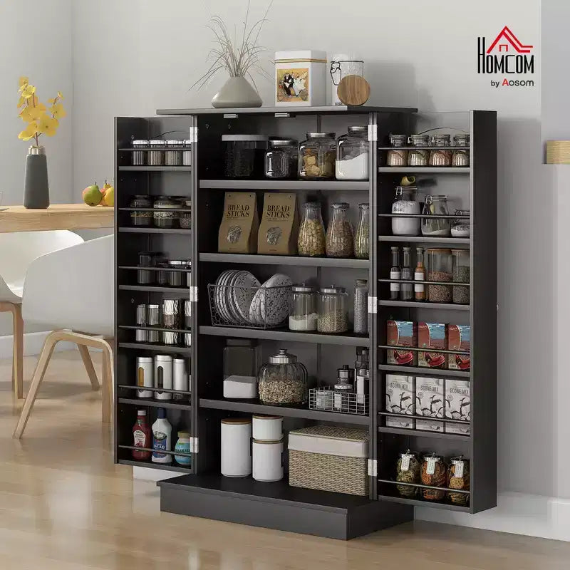Meuble de rangement de cuisine à 2 portes de 104 cm avec 5 étagères et 12 supports à épices