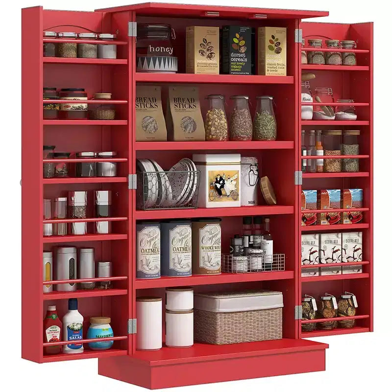 Meuble de rangement de cuisine à 2 portes de 104 cm avec 5 étagères et 12 supports à épices
