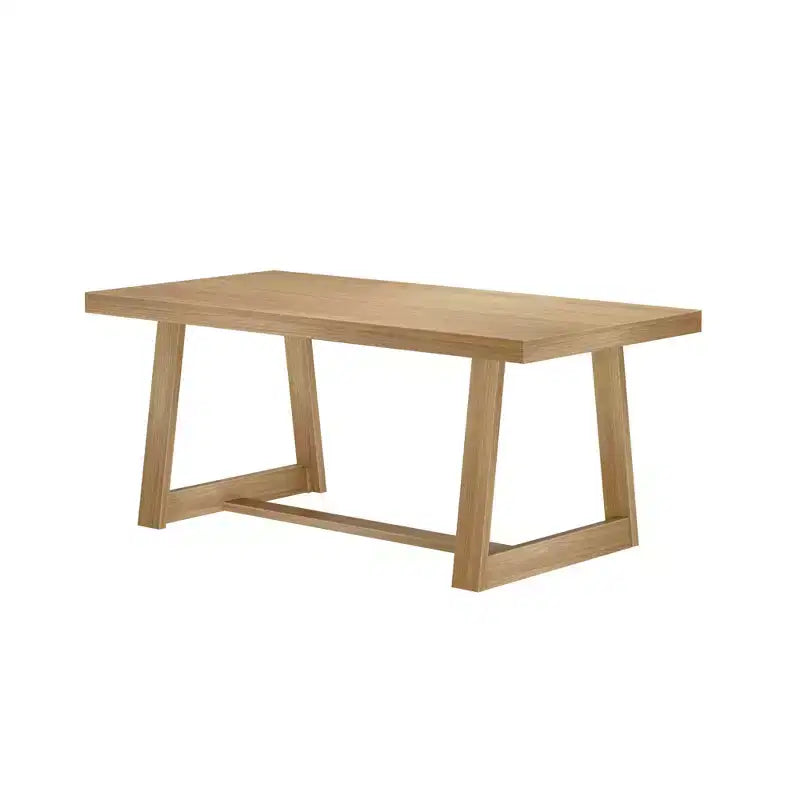 Table de salle à manger de ferme 72 po en bois massif pour 6 personnes – Piètement à tréteaux, fini brossé