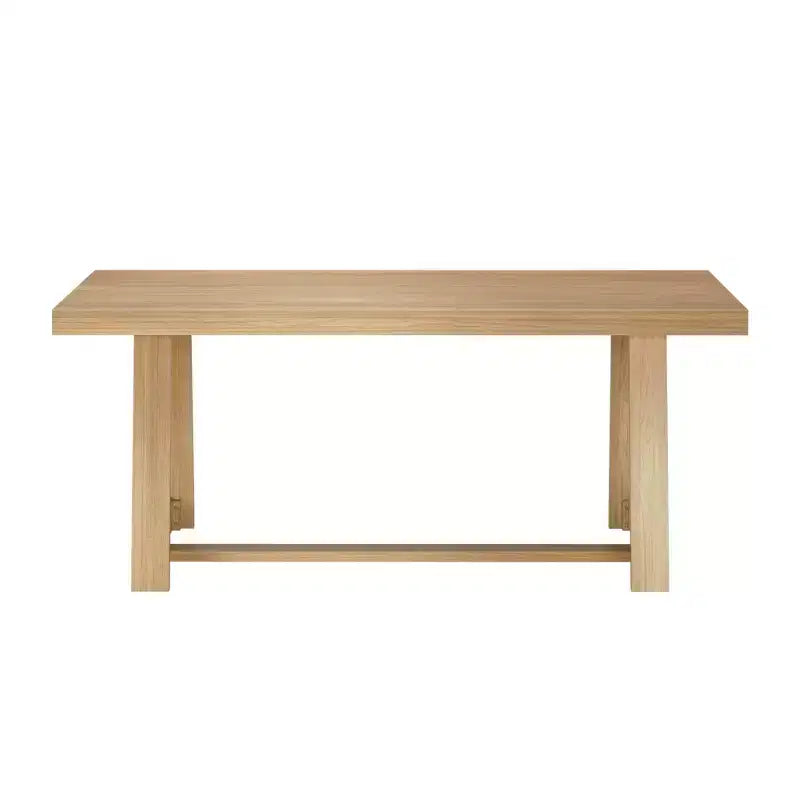 Table de salle à manger de ferme 72 po en bois massif pour 6 personnes – Piètement à tréteaux, fini brossé