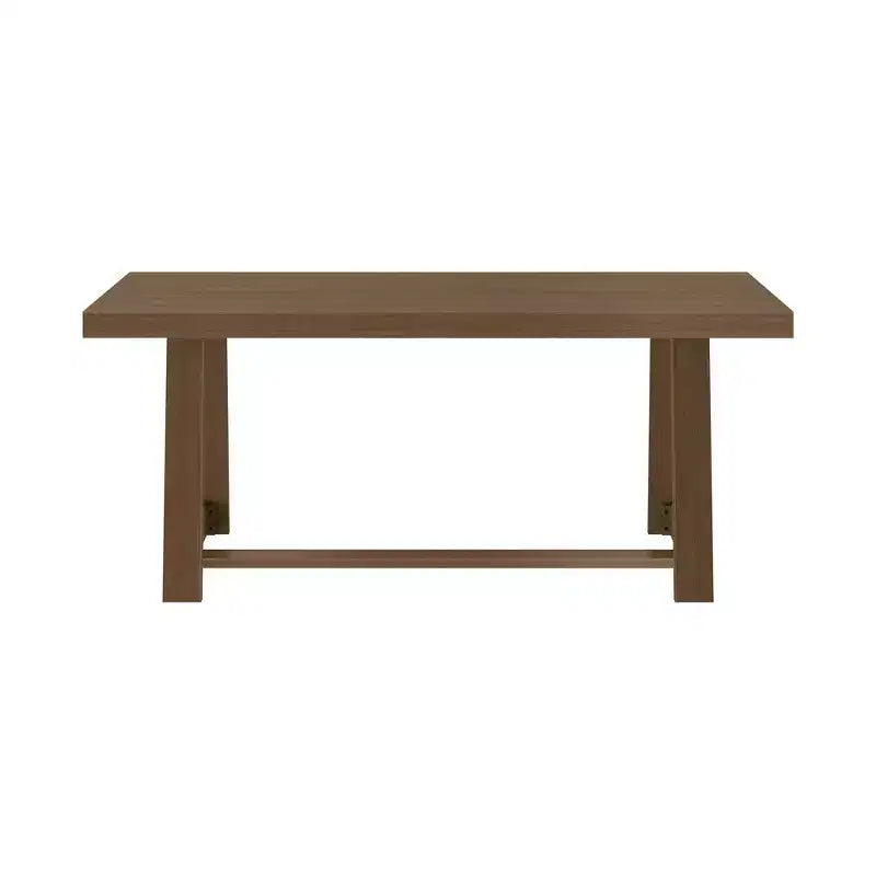 Table de salle à manger de ferme 72 po en bois massif pour 6 personnes – Piètement à tréteaux, fini brossé