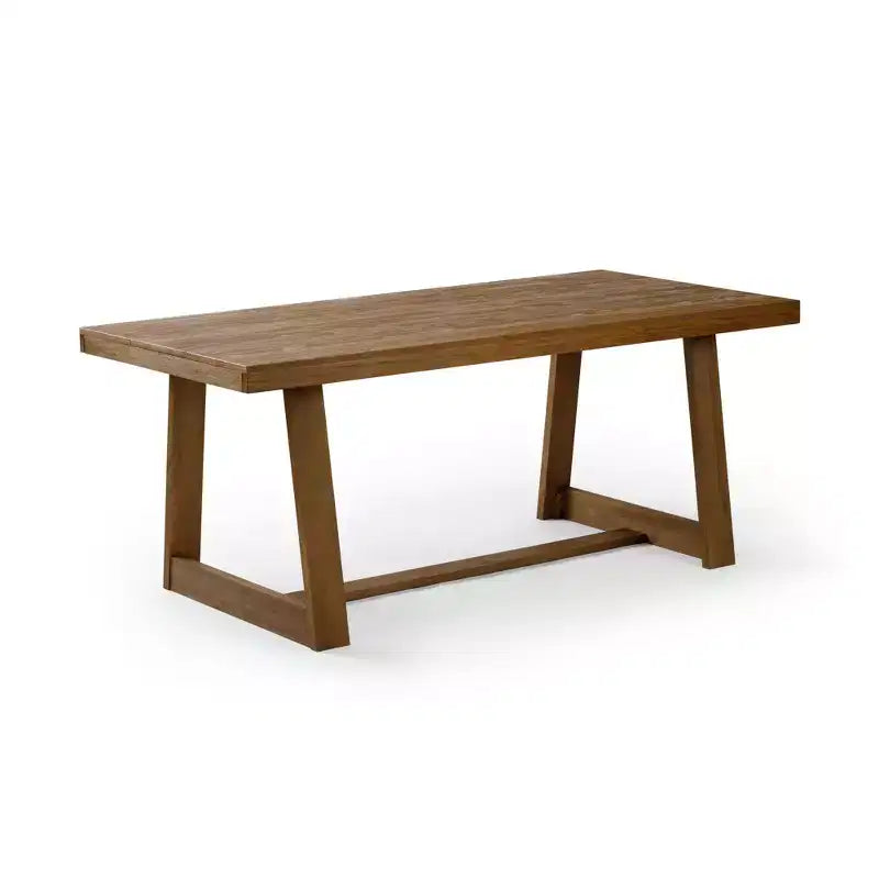 Table de salle à manger de ferme 72 po en bois massif pour 6 personnes – Piètement à tréteaux, fini brossé