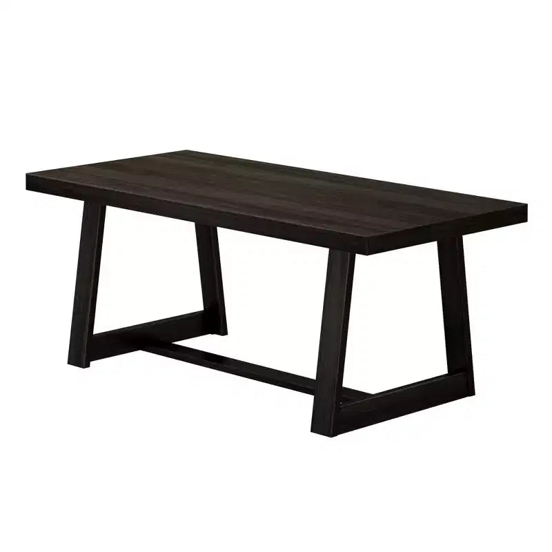 Table de salle à manger de ferme 72 po en bois massif pour 6 personnes – Piètement à tréteaux, fini brossé