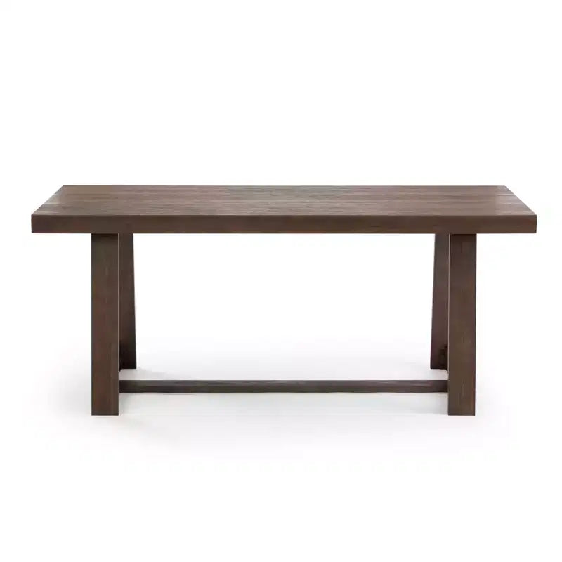 Table de salle à manger de ferme 72 po en bois massif pour 6 personnes – Piètement à tréteaux, fini brossé