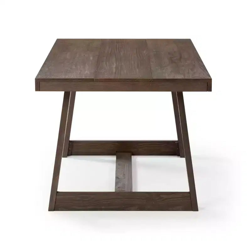 Table de salle à manger de ferme 72 po en bois massif pour 6 personnes – Piètement à tréteaux, fini brossé