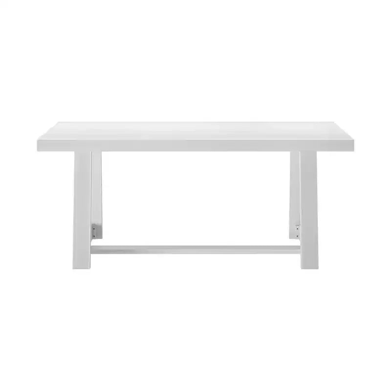 Table de salle à manger de ferme 72 po en bois massif pour 6 personnes – Piètement à tréteaux, fini brossé