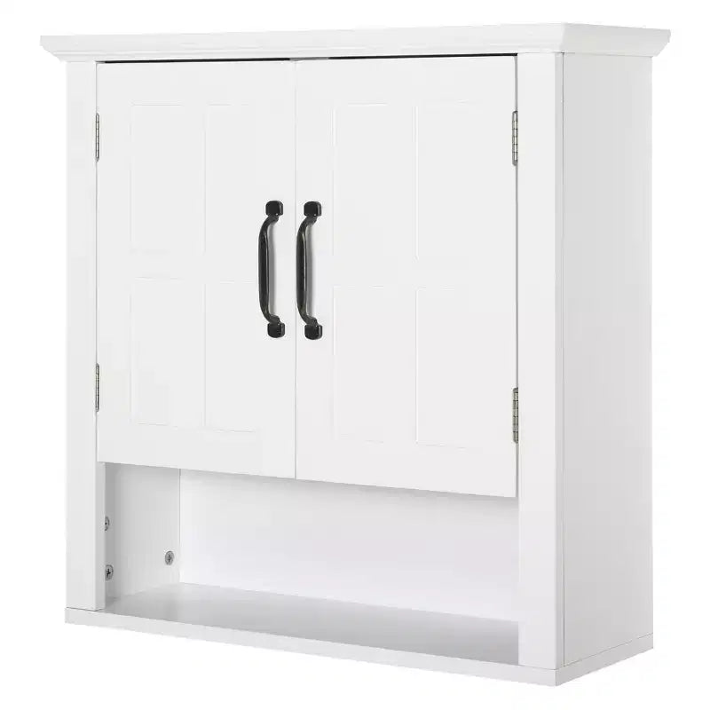 Armoire à pharmacie à 3 niveaux, armoire murale de salle de bain avec étagère réglable et 2 portes pour couloir, salon, blanc