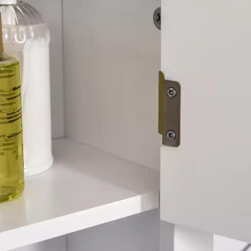 Armoire à pharmacie à 3 niveaux, armoire murale de salle de bain avec étagère réglable et 2 portes pour couloir, salon, blanc