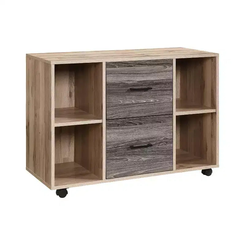 Classeur latéral mobile 3 tiroirs de 99 cm – Meuble d'appoint pour imprimante avec étagères de rangement ouvertes