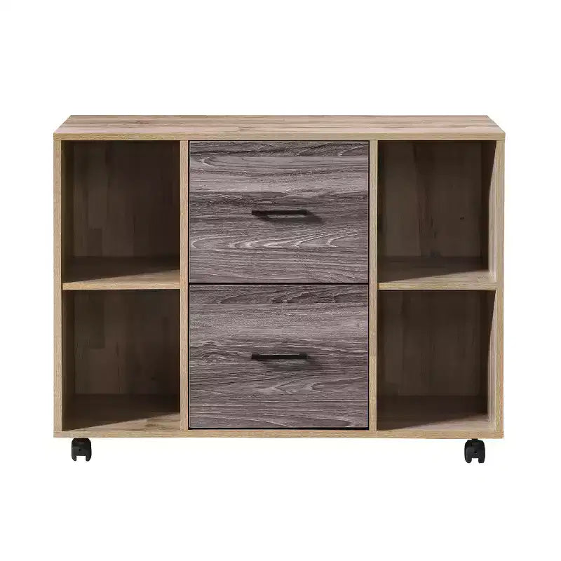 Classeur latéral mobile 3 tiroirs de 99 cm – Meuble d'appoint pour imprimante avec étagères de rangement ouvertes