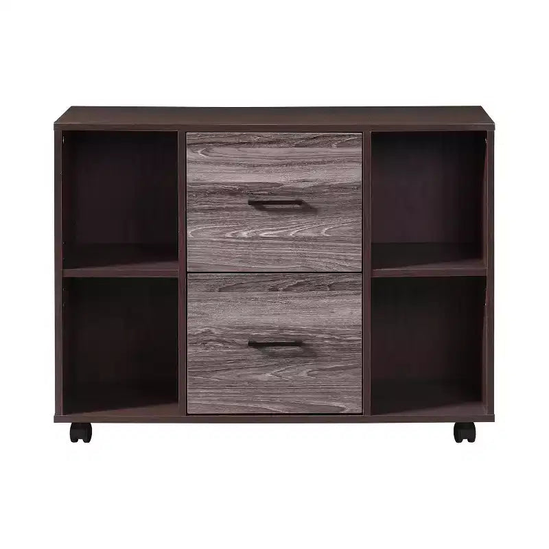 Classeur latéral mobile 3 tiroirs de 99 cm – Meuble d'appoint pour imprimante avec étagères de rangement ouvertes