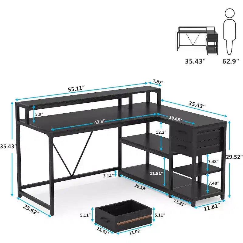 Bureau d'angle informatique